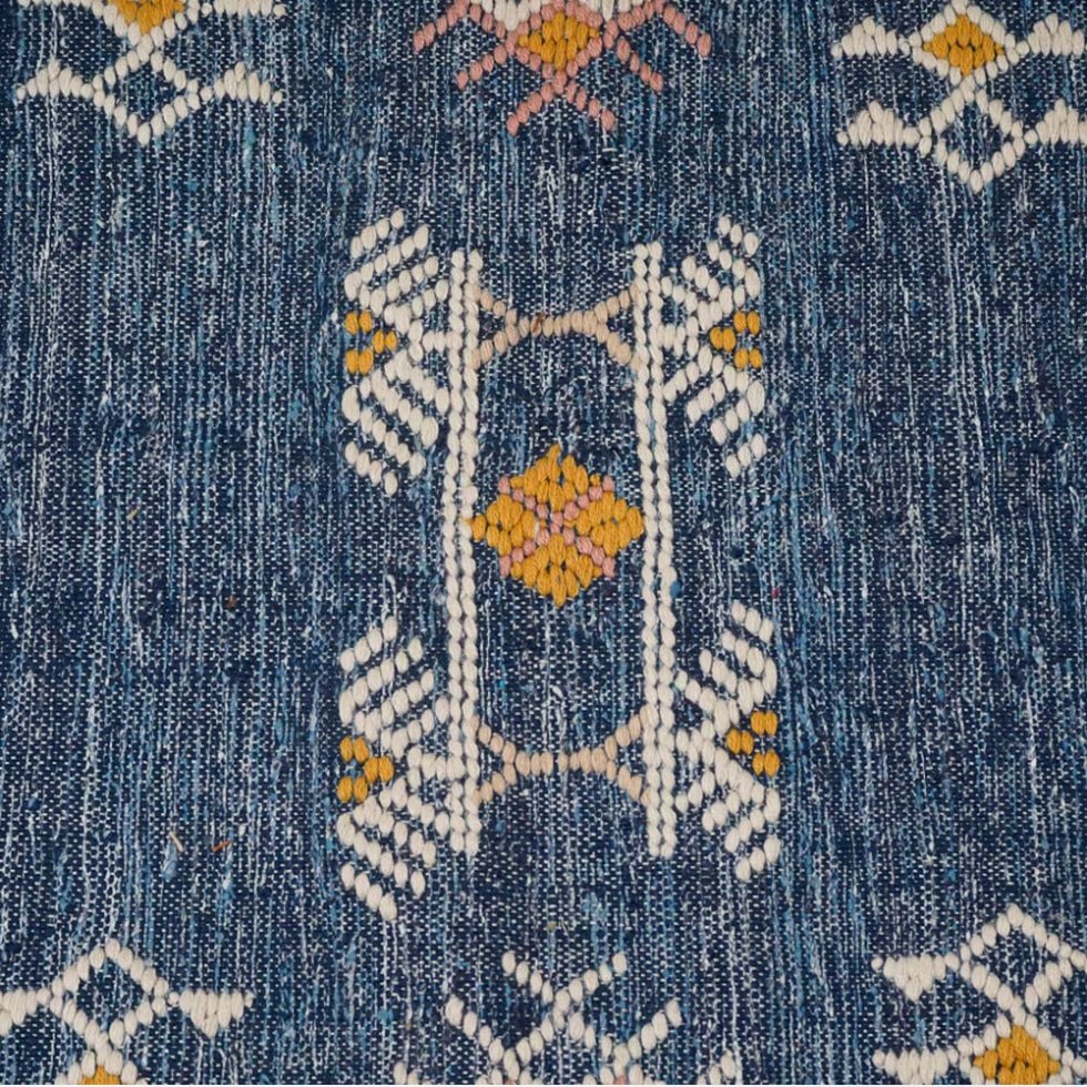Blauer Denim Ethnischer Kelim-Teppich
