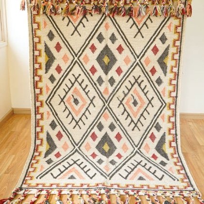 Flachgewebter Kelim Teppich aus Wolle und Coton