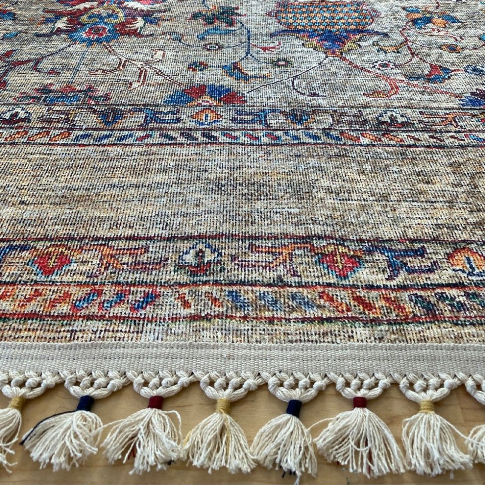 Grauer türkischer Kelim-Stil waschbarer Teppich