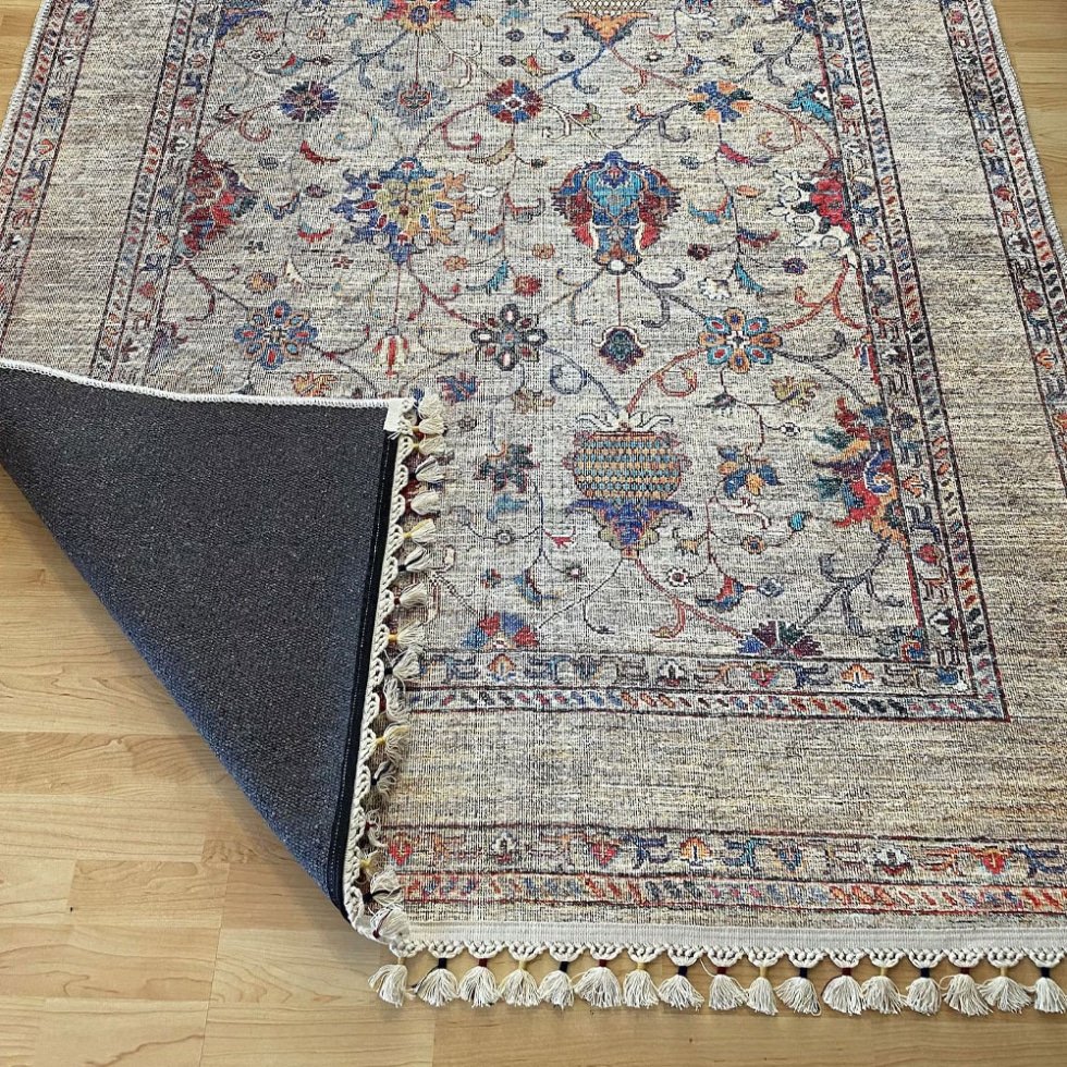 Grauer türkischer Kelim Stil waschbar Teppich