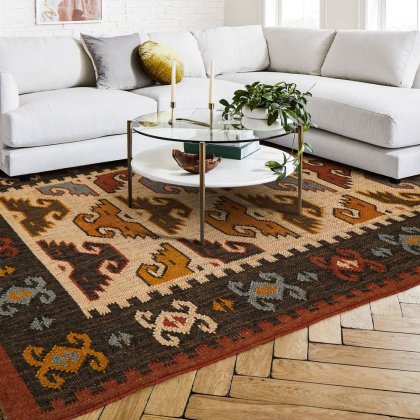 Ethnischer Kilim-Teppich aus Jute und Wolle