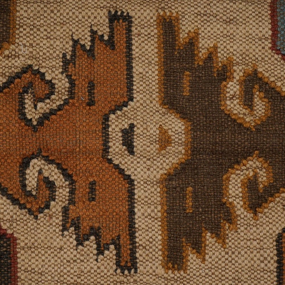 Ethnischer Kilim-Teppich aus Jute und Wolle