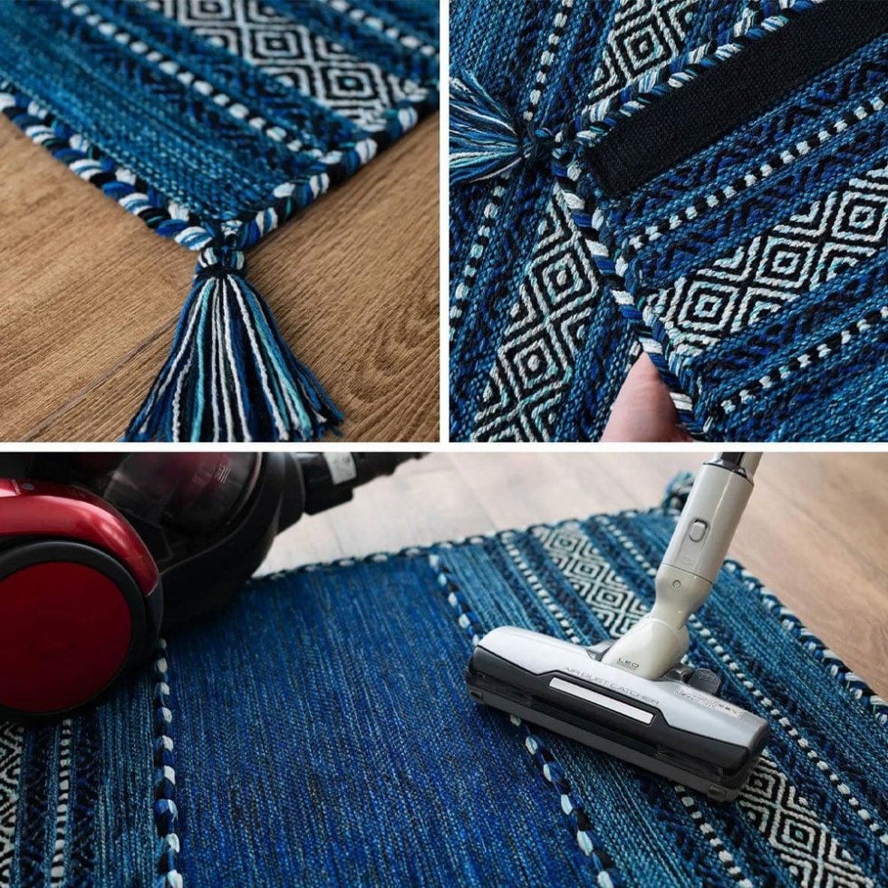 Marineblauer Kelim-Indienteppich