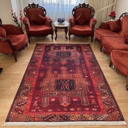 Persischer roter Kelim Stil Waschbarer Teppich