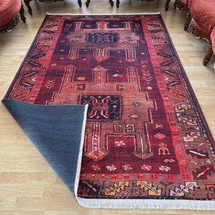 Persischer roter Kelim Stil Waschbarer Teppich