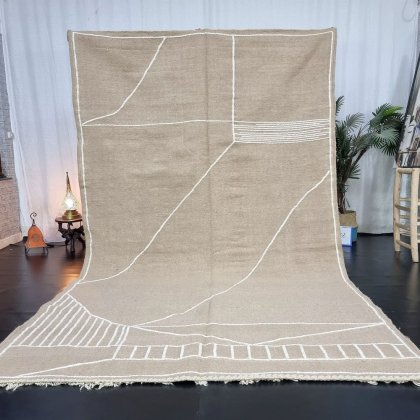 Marokkanischer Kelim-Teppich Beige einfarbig