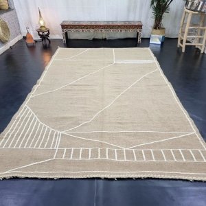 Marokkanischer Kelim-Teppich Beige einfarbig