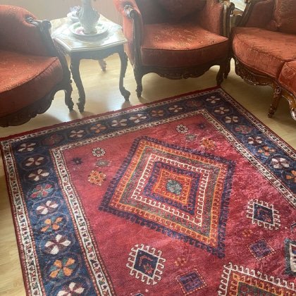 Roter Aubusson Kelim Stil Waschbarer Teppich