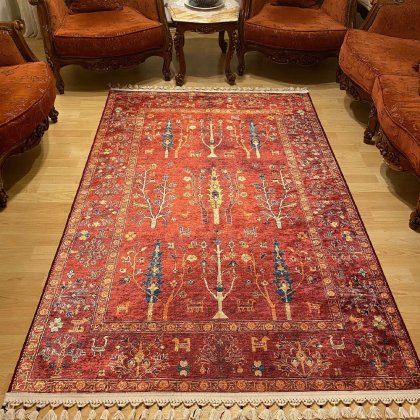 Roter Sultani Stil waschbarer Teppich