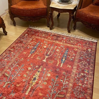 Roter Sultani Stil waschbarer Teppich