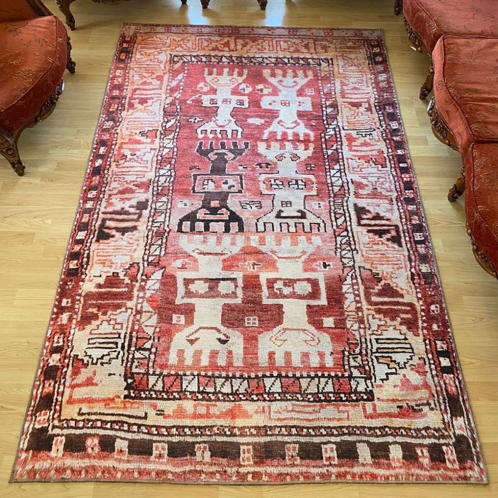 roter und rosa türkischer waschbarer Kelimteppich