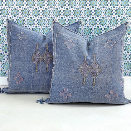 20 x 20 Kelim-Kissen blau
