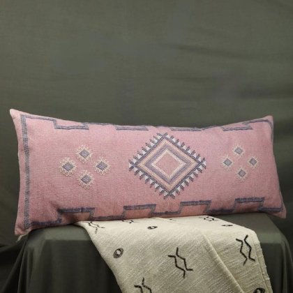 Langes Kelim Lendenkissen rosa