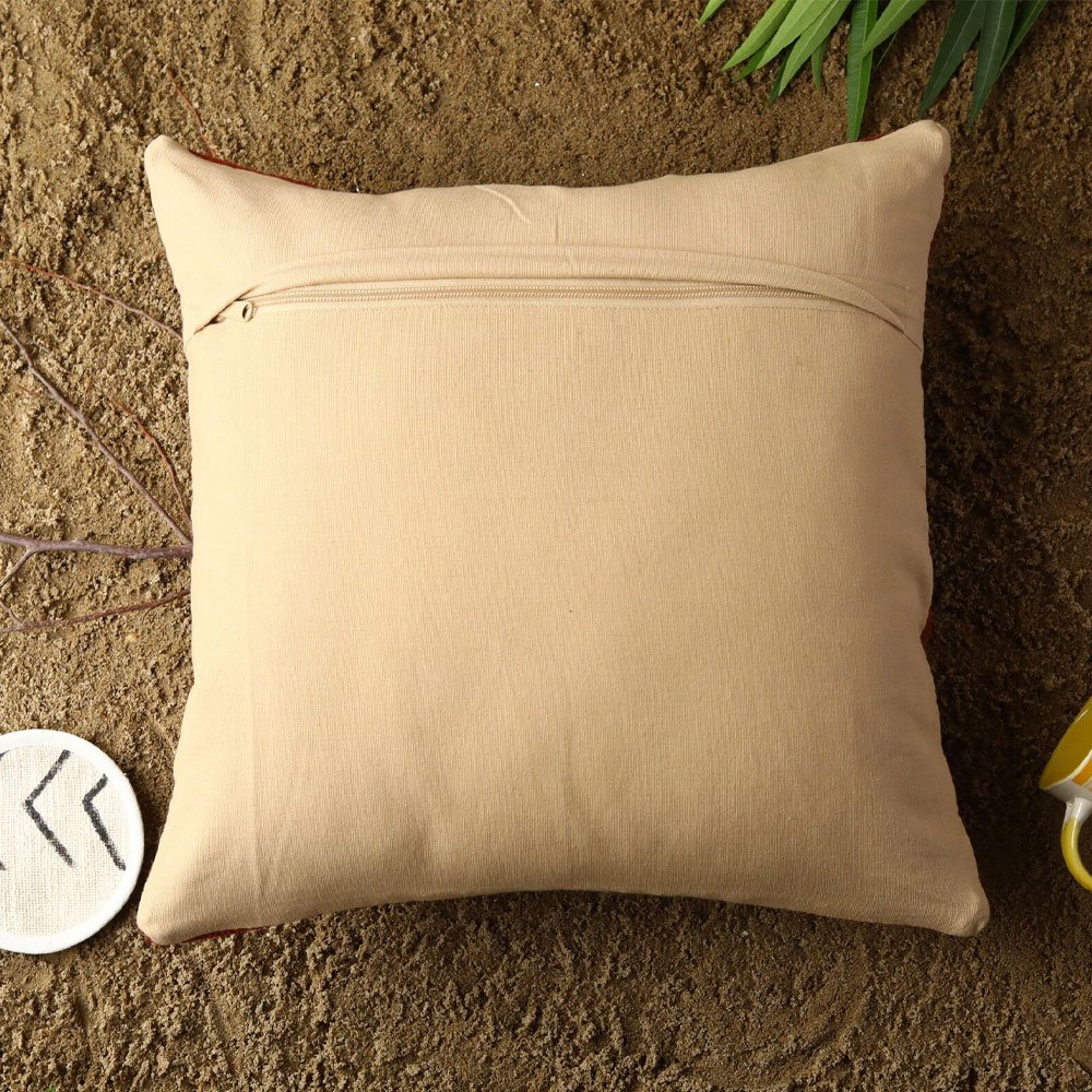 Rostfarbenes Kelim-Kissen Orangefarbenes Kelim-Kissen