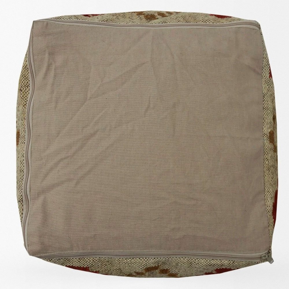 Beigefarbener Kilim Pouf mit Rautenmuster Beigefarbener Kilim Pouf mit Rautenmuster