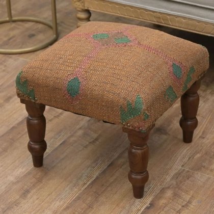 Brauner quadratischer Kelim Ottomane Hocker