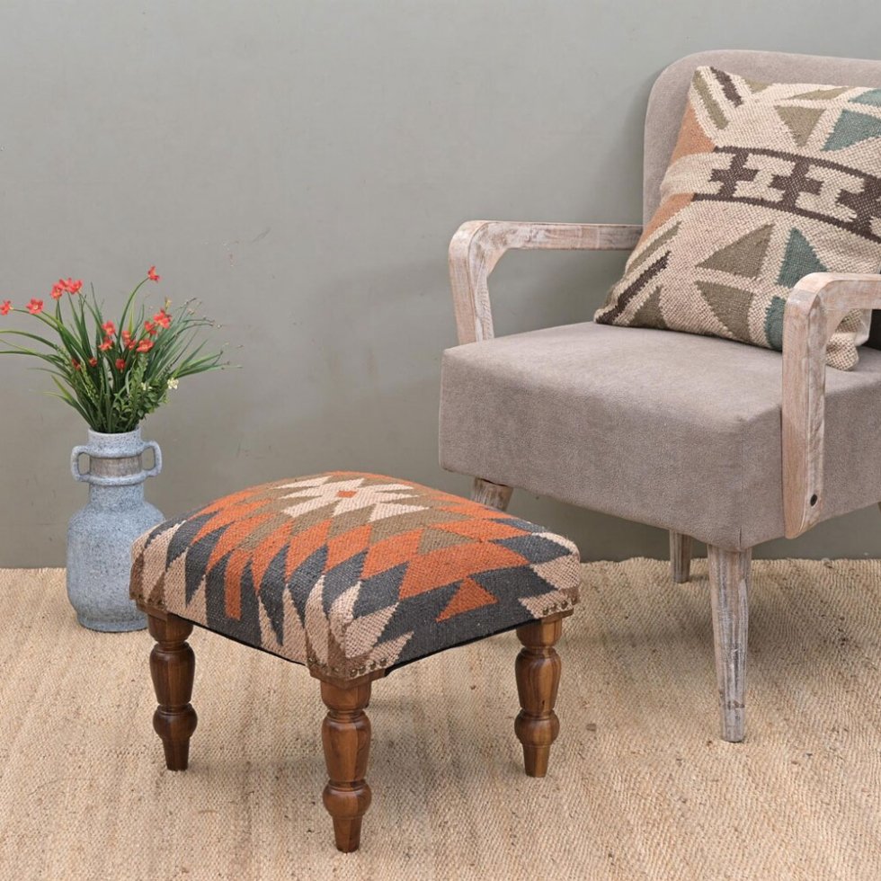 Geometrisches Muster Kelim Hocker Ottomane
