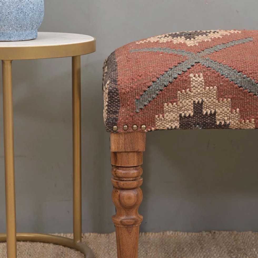 Orientalische Wolle Jute Kelim Ottomane Bank
