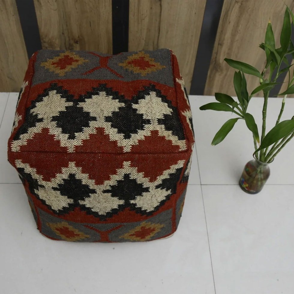 Vintage Kilim Pouf Abdeckung Berber