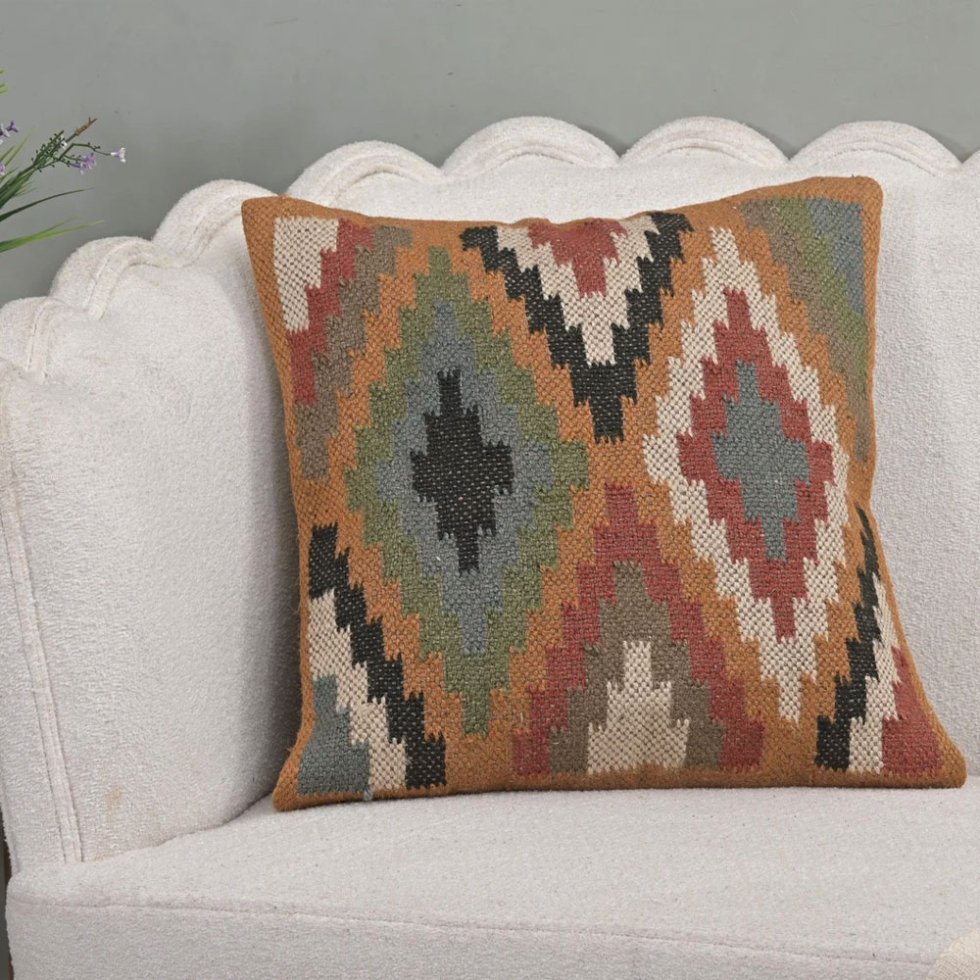 20x20 Diamant-Chevron-Kilim-Kissen