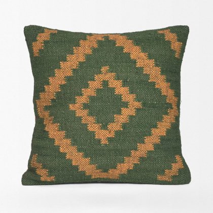 Grüne Diamant-Kilim-Kissen