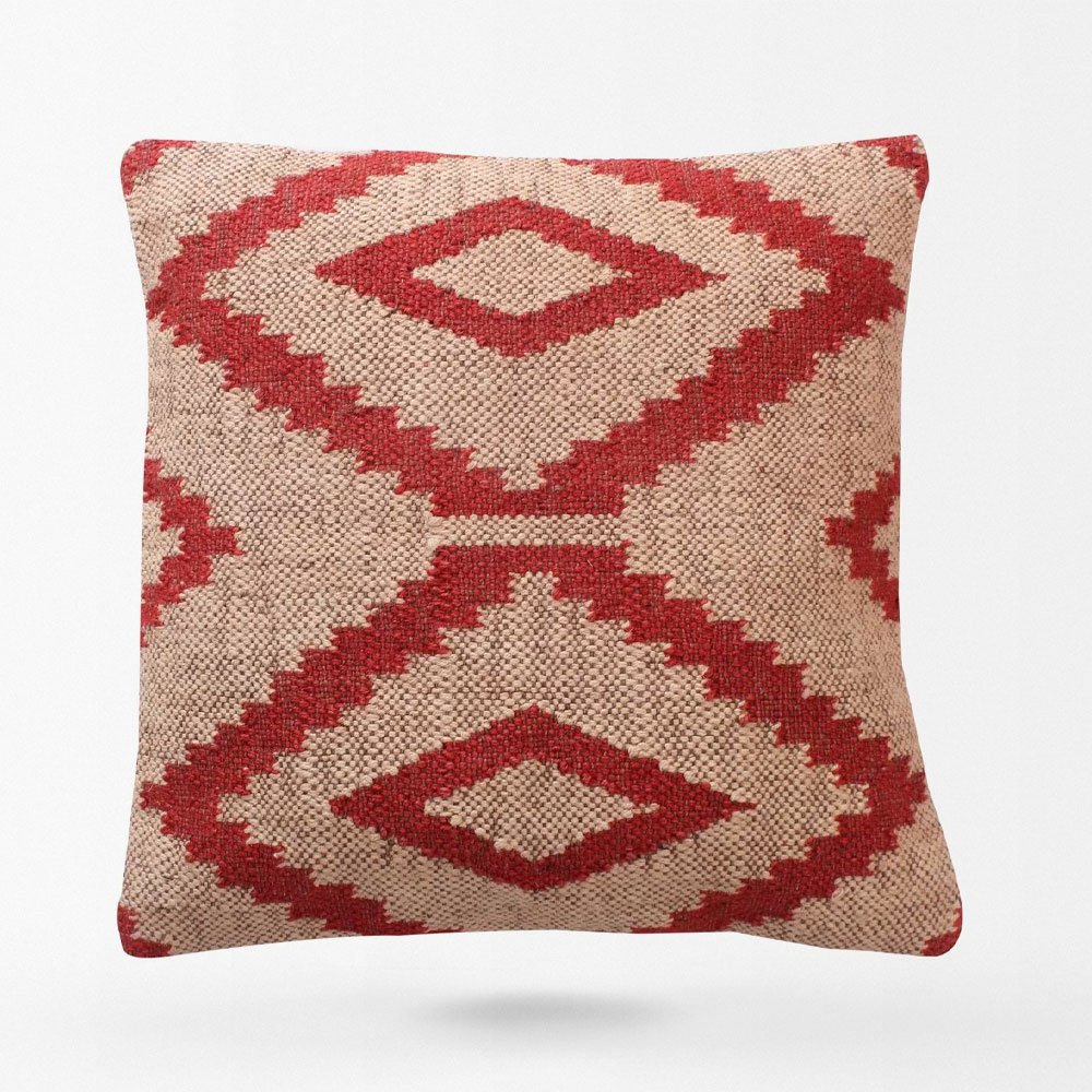 Weiße und rote Kelim-Kissen mit Diamanten Weiße und rote Kelim-Kissen mit Diamanten